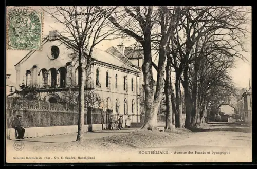 AK Montbeliard, Avenue des Fossés et Synagogue