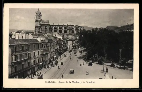 AK Málaga, Acera de la Marina y la Catedral