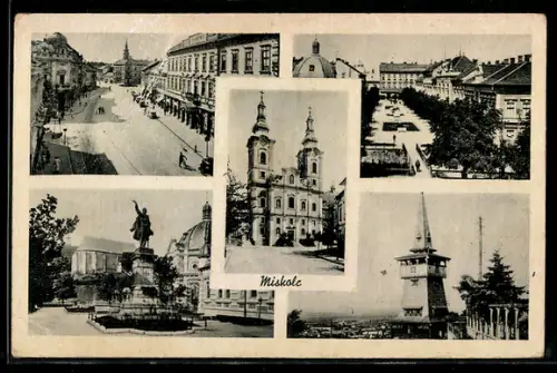 AK Miskolc, Strassenpartie, Kirche