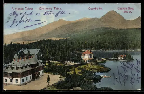 AK Csorba-See /Hohe Tatra, Blick auf den See