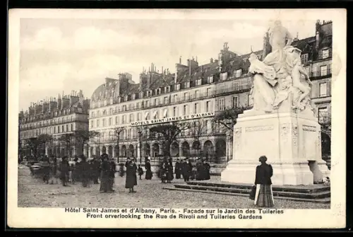 AK Paris, Hôtel Saint-James et d`Albany, Facade sur le Jardin des Tuileries