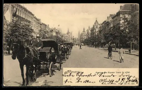 AK Anvers, Avenue de Keyser, vers la ville