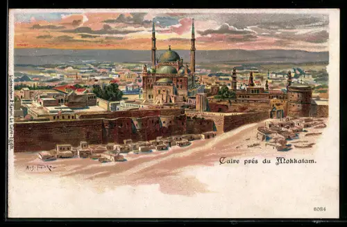 Lithographie Caire prés du Mokhatam, Panorama