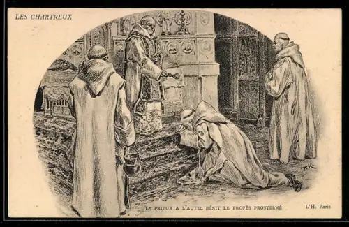 AK Le Prieur a L`Autel Bénit le Profès Prosterné, Les Chartreux