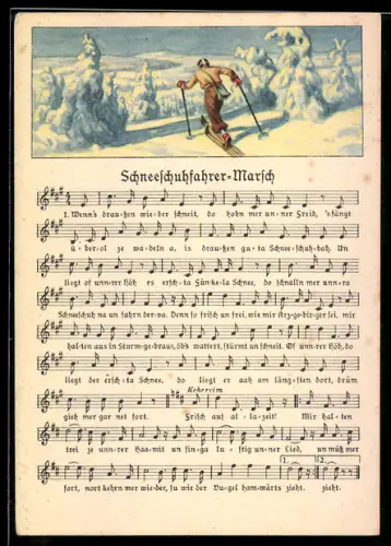 Lied-AK Anton Günther NR 8984: Schneeschuhfahrer-Marsch