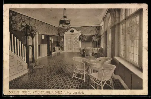 AK Sulz a. N., Solbad Hotel Pfisterwald, Vestibül, Neujahrsgruss