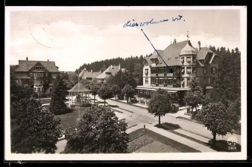 AK Königsfeld /Schwarzwald, Hindenburgplatz mit Pavillon