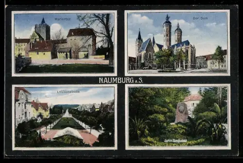 AK Naumburg a. S., Marientor, Dom, Luisenstrasse, Jahn-Denkmal