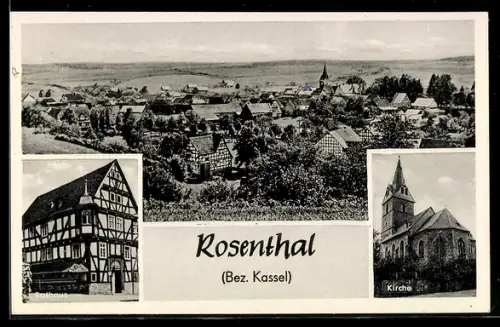 AK Rosenthal /Kassel, Ortsansicht, Rathaus, Kirche