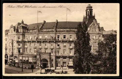 AK Wiesbaden, Palast Hotel aus der Vogelschau