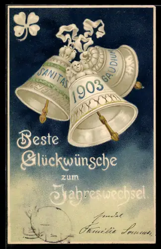 Künstler-AK Glückwunsch zum Jahreswechsel, Neujahr 1903