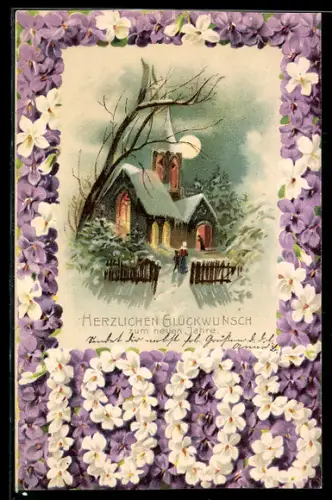 AK Neujahrsgruss mit Jahreszahl 1905, Kirche
