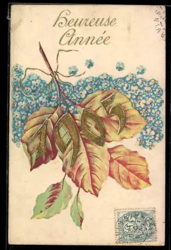 AK Goldene Jahreszahl 1905 auf Blättern