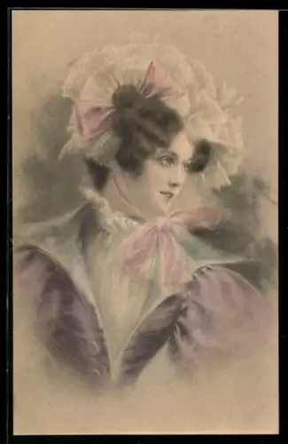 Künstler-AK M. Munk Nr. 67: Elegante Dame mit Haube