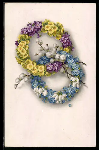 Künstler-AK Meissner & Buch (M&B) Nr. 2369: Zwei Ringe aus Blumen