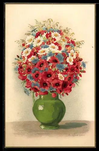 Künstler-AK Meissner & Buch (M&B) Nr. 2136: Blumen in einer Vase, Mohn