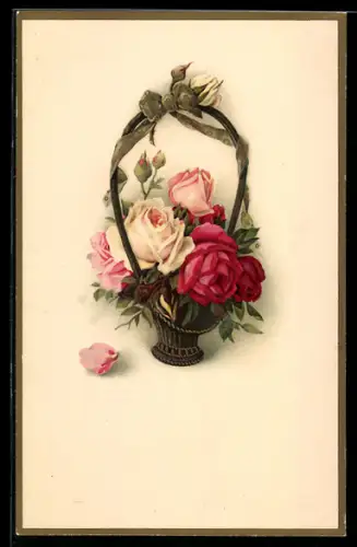 Künstler-AK Meissner & Buch (M&B) Nr. 2132: Korb mit Rosen