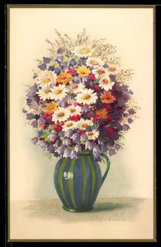 Künstler-AK Meissner & Buch (M&B) Nr. 2136: Sommersträusse, Blumen in Vase