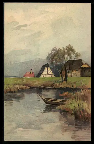Künstler-AK Meissner & Buch (M&B) Nr. 1280: Schau um Dich und schau in Dich, ländliches Idyll
