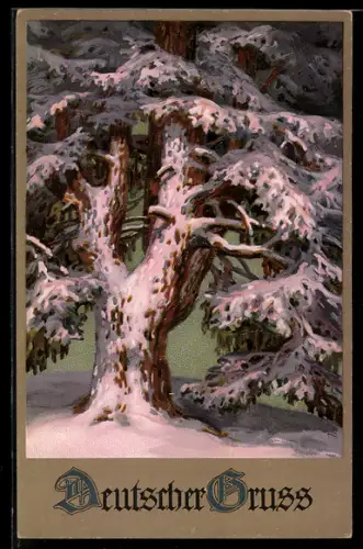 Künstler-AK Meissner & Buch (M&B) Nr. 2305: Baum in winterlicher Landschaft