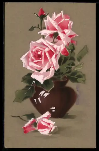 Künstler-AK Meissner & Buch (M&B) Nr. 1858: Vase mit Rosen