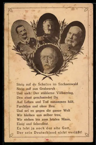 AK Kaiser Franz Josef I. von Österreich, Kaiser Wilhelm II. und Otto von Bismarck