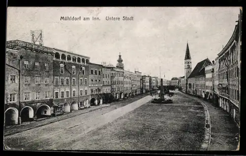 AK Mühldorf am Inn, Strassenpartie in der unteren Stadt