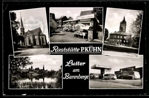 AK Lutter am Barenberge, Raststätte P. Kühn, Tankstelle, Kirche