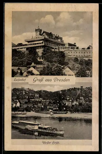 AK Dresden, Luisenhof, Weisser Hirsch m. Dampfer
