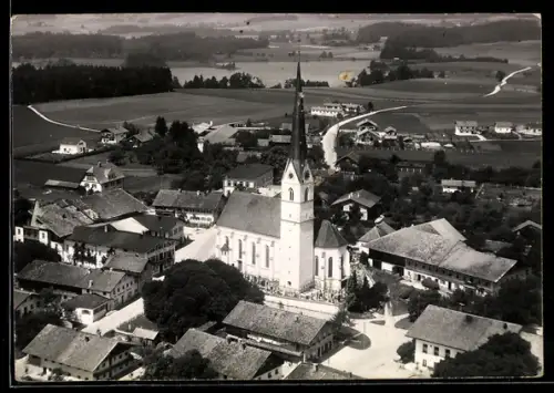 Foto-AK Eggstätt, Kirche und Ortsansicht