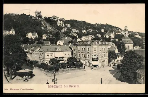 AK Loschwitz bei Dresden, Körnerplatz mit Villen