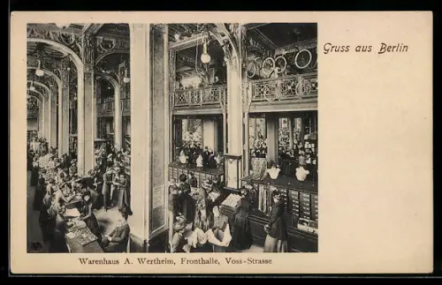 AK Berlin, Warenhaus A. Wertheim, Fronthalle, Voss-Strasse