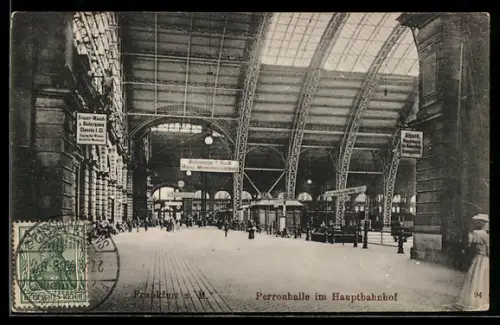 AK Frankfurt a. M., Perronhalle im Hauptbahnhof