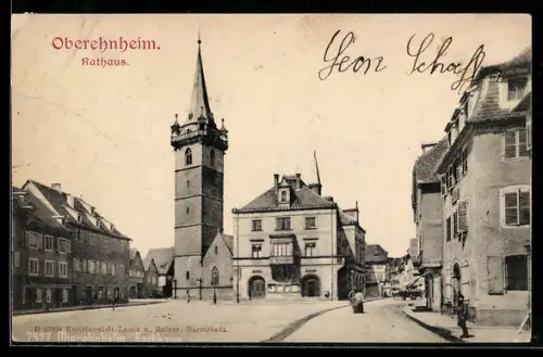 AK Oberehnheim, Rathaus und Marktplatz