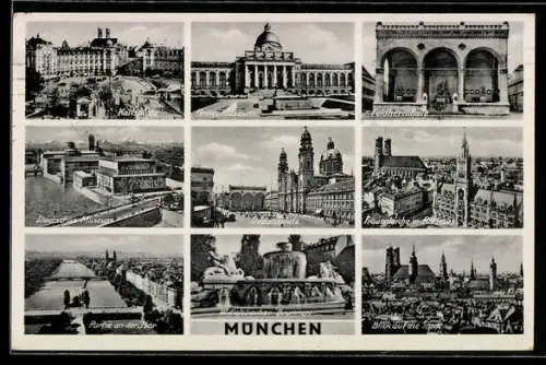 AK München, Deutsches Museum, Feldherrnhalle, Odeonsplatz