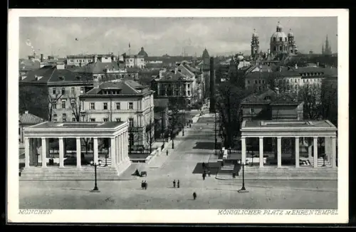 AK München, Kgl. Platz mit Ehrentempel aus der Vogelschau