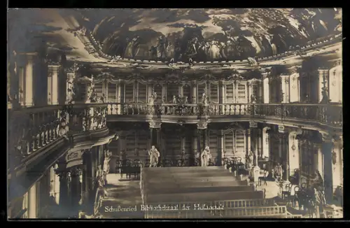 AK Schussenried, Bibliotheksaal der Heilanstalt, Innenansicht