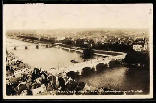 AK Alt-Frankfurt, Alte Brücke vom Domturm aus, Neu erbaut 1914-26