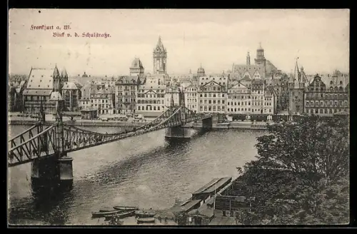 AK Frankfurt, Blick von der Schulstrasse über den Main