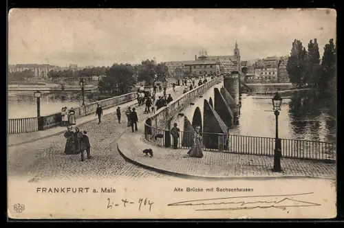 AK Frankfurt a. Main, Alte Brücke mit Sachsenhausen