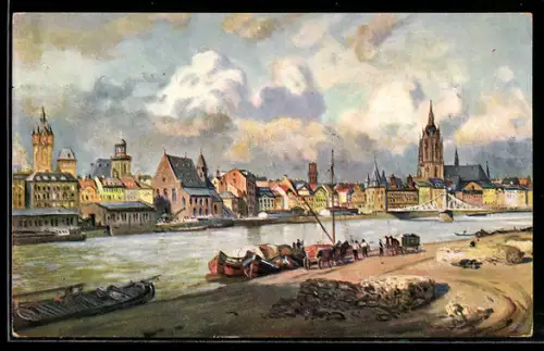 Künstler-AK Alt-Frankfurt, Partie am Main