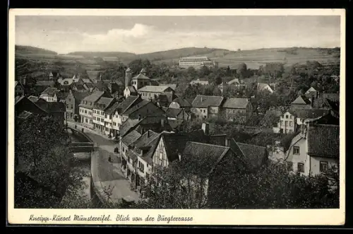 AK Münstereifel, Blick von der Burgterrasse mit Strassenpartie