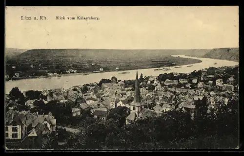 AK Linz a. Rh., Blick vom Kaisersberg mit Kirche