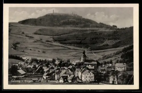 AK Geising, Blick über den Ort mit dem Geisingberg