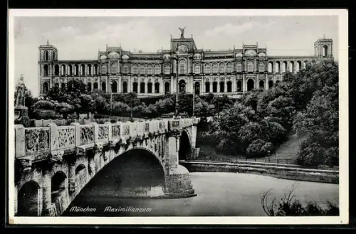 AK München, Maximilianeum mit Brücke