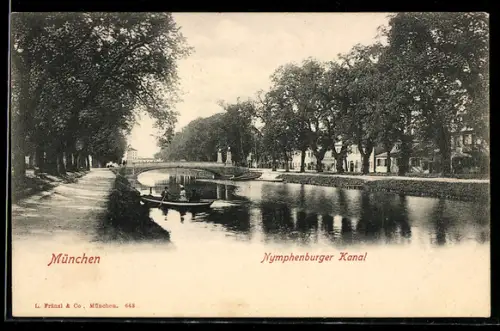 AK München-Nymphenburg, Partie vom Canal