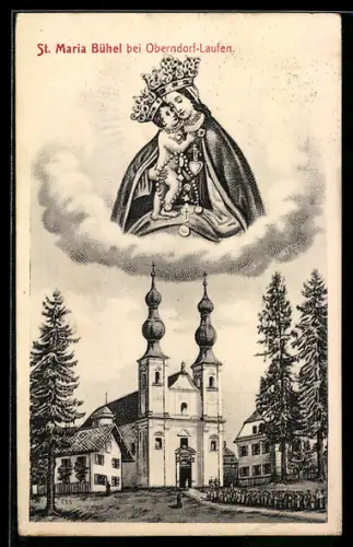 Künstler-AK Oberndorf bei Salzburg, Kirche St. Maria Bühel