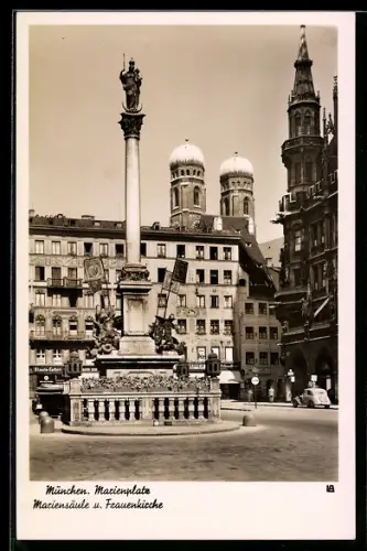 AK München, Marienplatz, Mariensäule, Frauenkirche