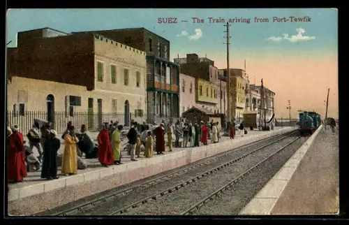 AK Suez, The Train arriving from Port-Tewfik, Bahnhof