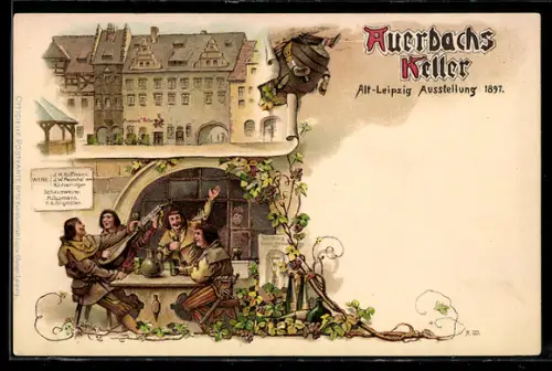 Lithographie Leipzig, Ausstellung 1897, Auerbachs Keller